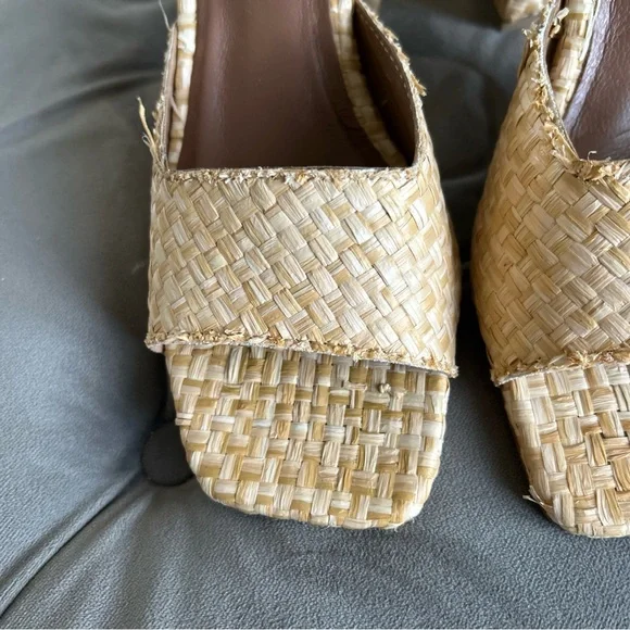 Jeffrey Campbell Melange Womens Woven Raffia Block Heel Sandal Mule Slide 8 - Picture 4 of 12
